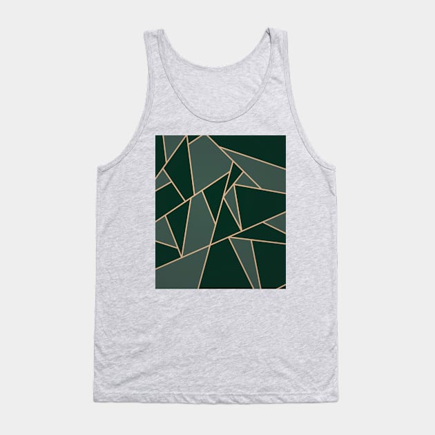 Midnight Green Art Deco Pattern Tank Top by B A Y S T A L T